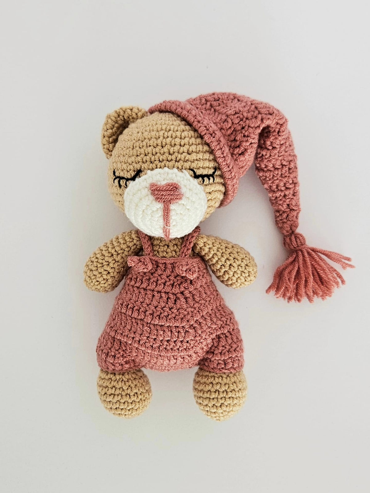 ursulet crosetat manual din bumbac premium beige / dusty pink