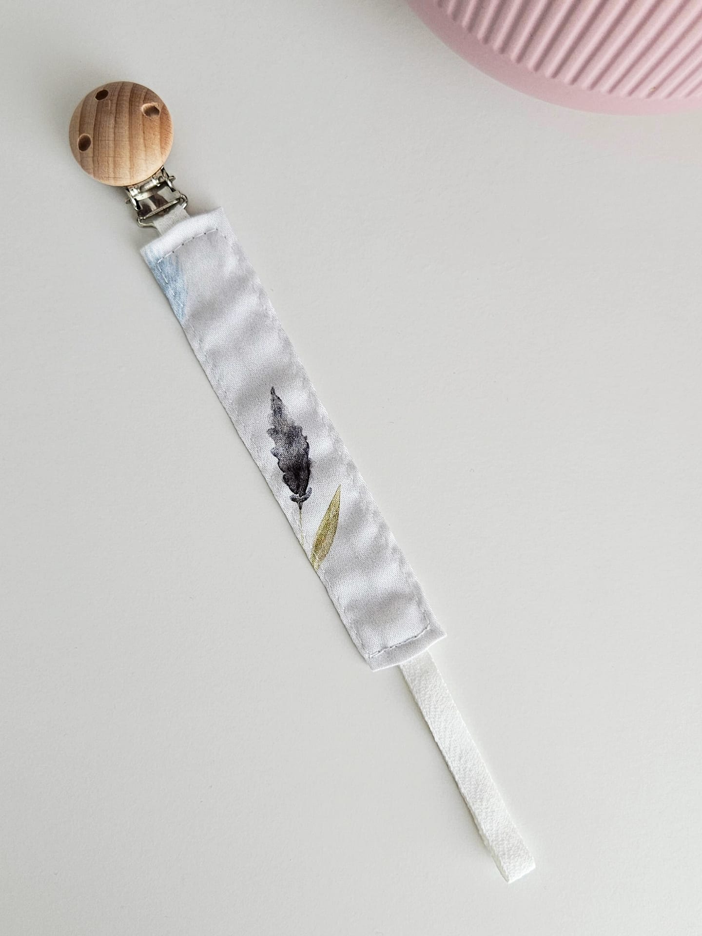 Clips lantisor pentru suzeta din bumbac cu imprimeu floral