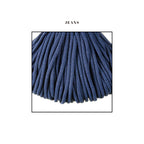 Fir textil de culoare jeans, gros si moale, ideal pentru cosuri crosetate premium pentru bebelusi. Textura densa si uniforma, potrivita pentru produse handmade de calitate.