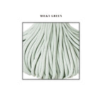 Fir textil de culoare milky green, gros si moale, ideal pentru cosuri crosetate premium pentru bebelusi. Textura densa si uniforma, potrivita pentru produse handmade de calitate.