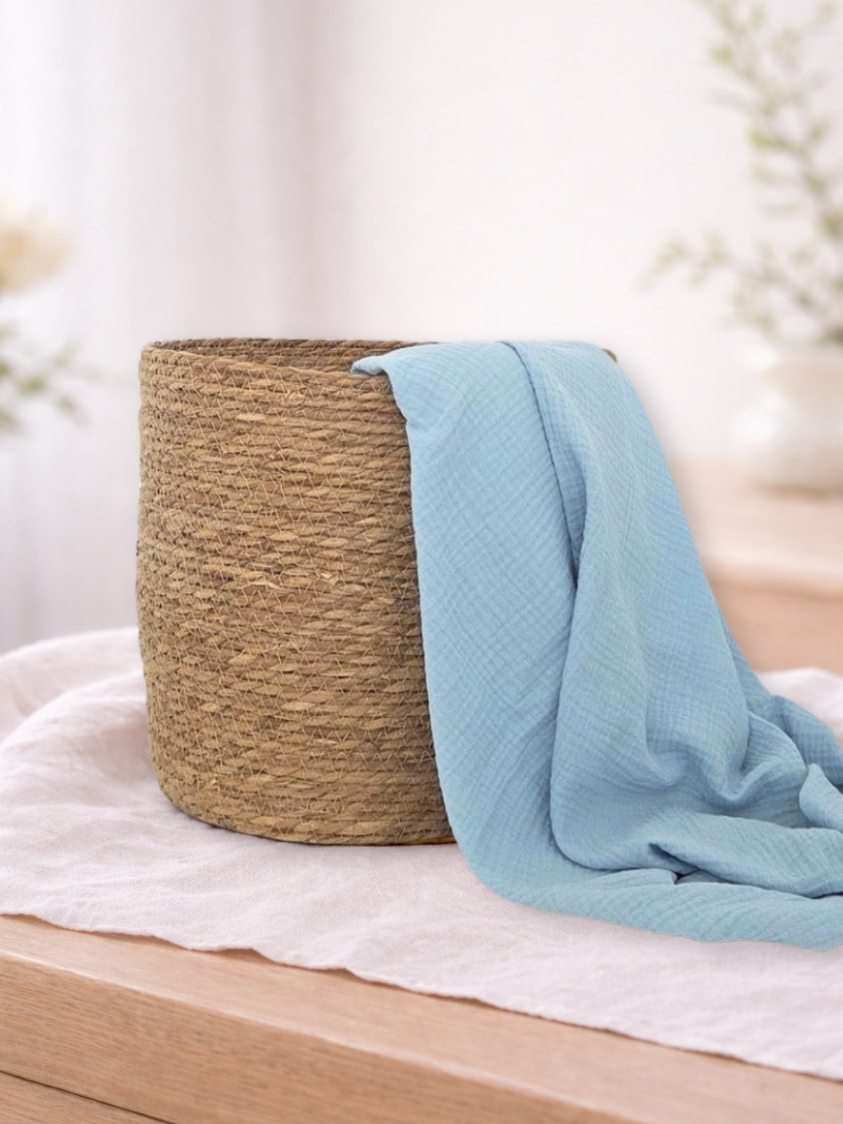 Muselina din bumbac 100% pentru bebelusi, model Baby Blue