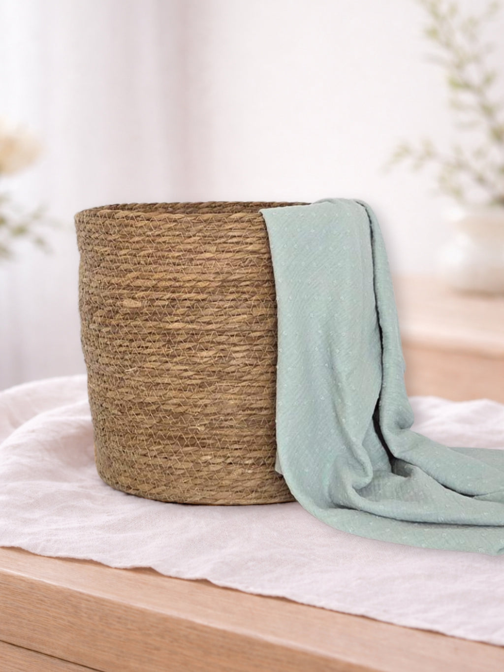 Muselina din bumbac 100% pentru bebelusi, model Dobby Green