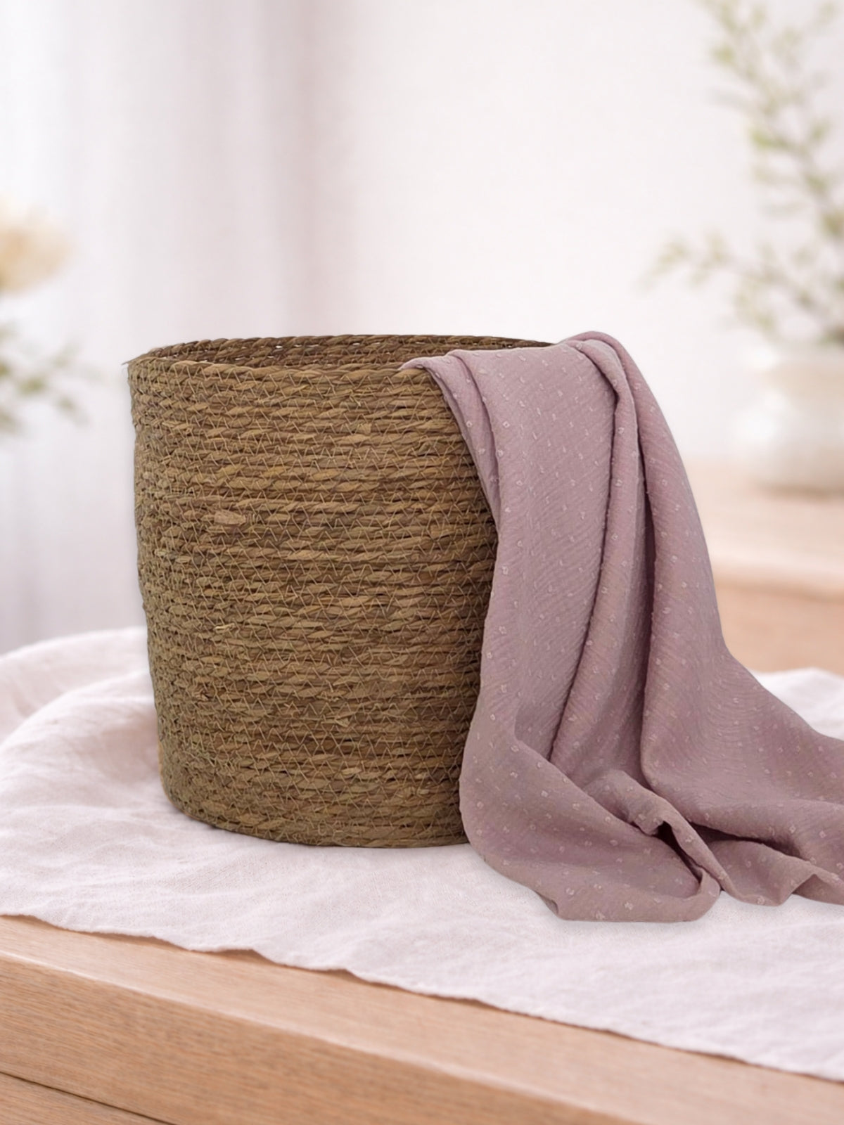 Muselina din bumbac 100% pentru bebelusi, model Dobby Pink