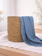 Muselina din bumbac 100% pentru bebelusi, model Little Dots Light Blue