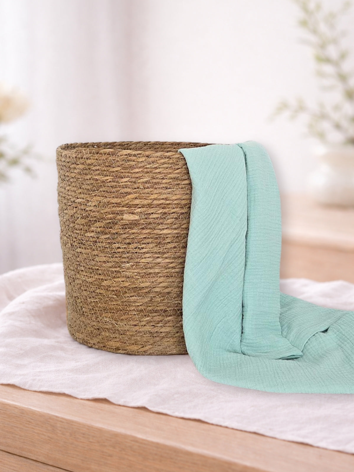 Muselina din bumbac 100% pentru bebelusi, model Menthe, verde menta