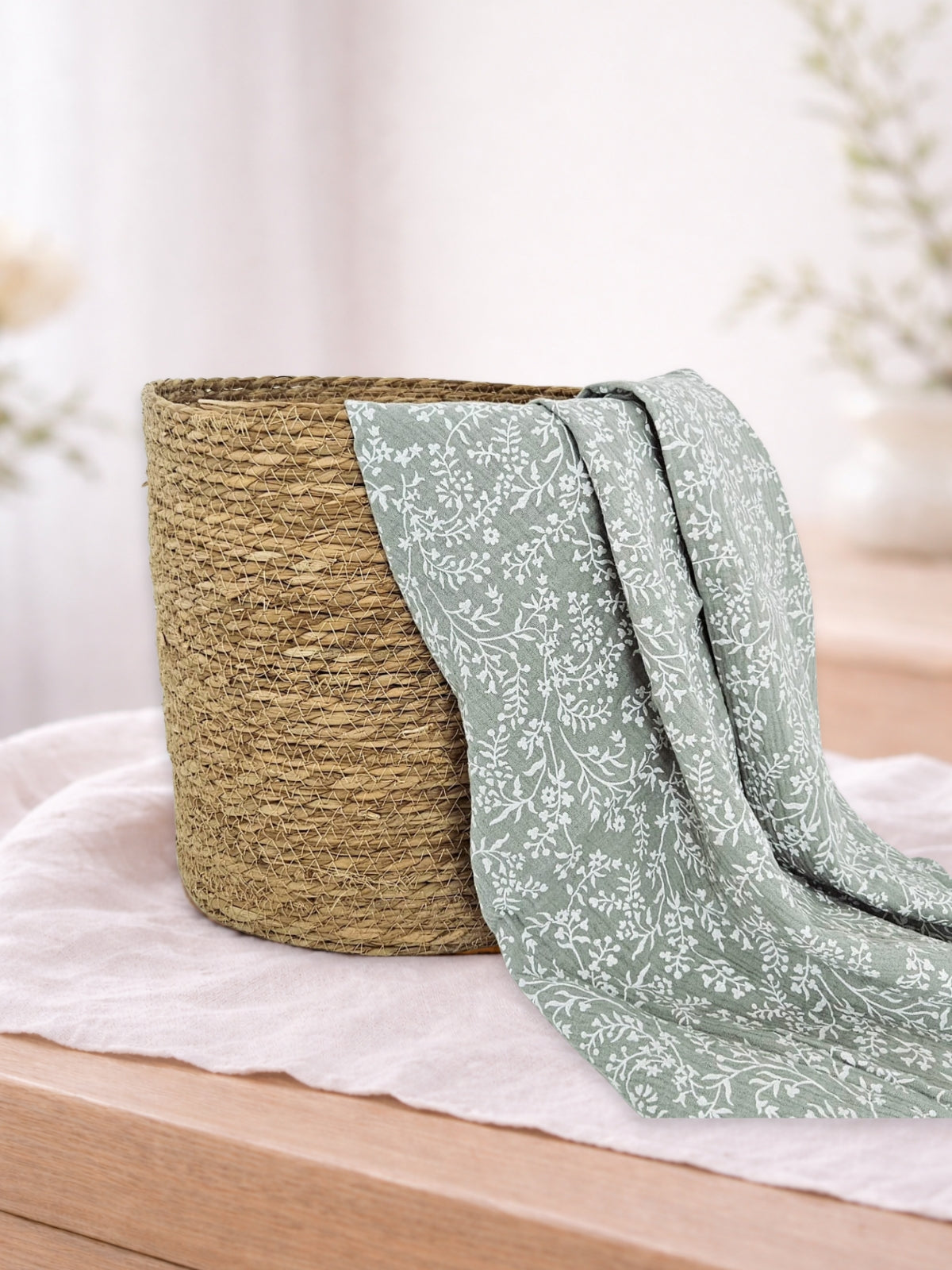 Muselina din bumbac 100% pentru bebelusi, model Taznak Old Green
