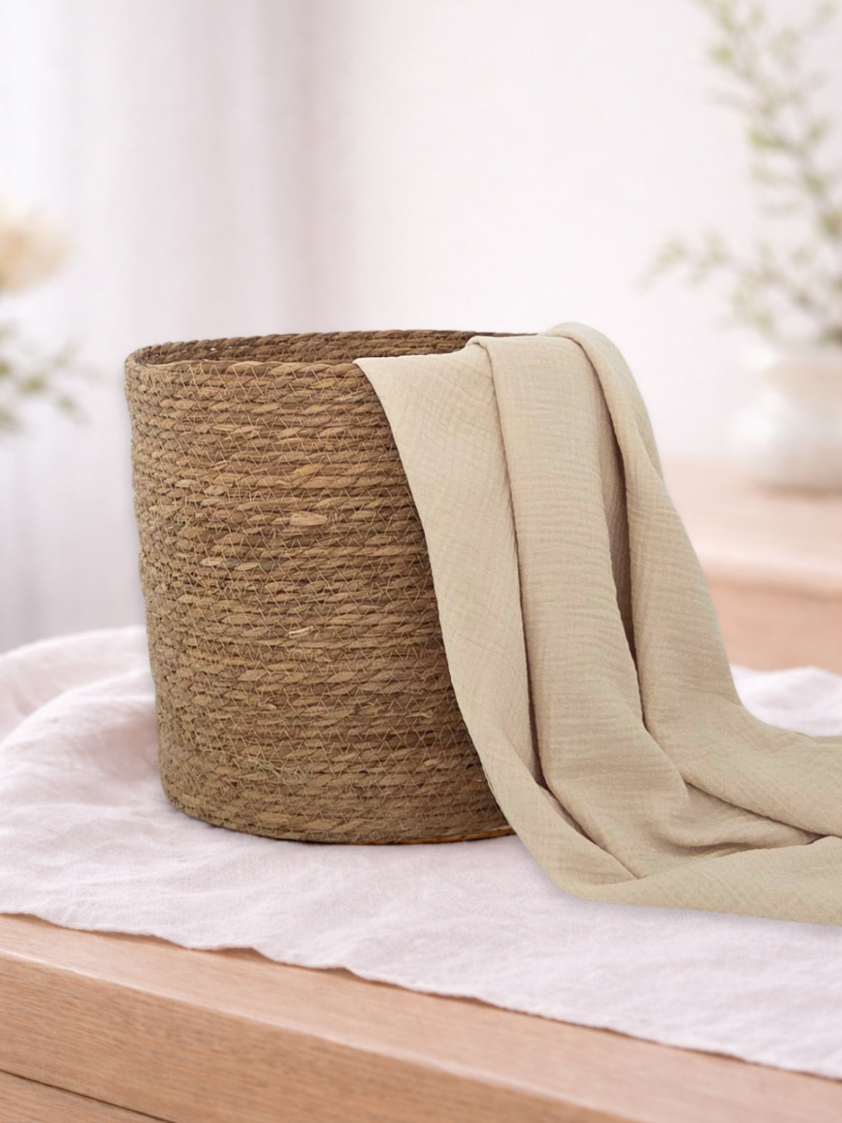 Muselina din bumbac 100% pentru bebelusi, culoare Uni Natural