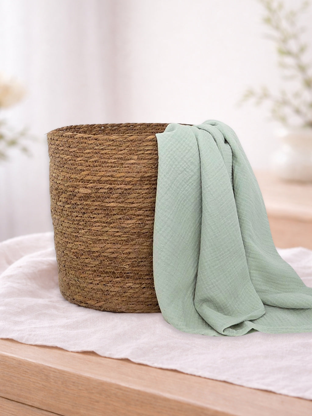 Muselina din bumbac 100% pentru bebelusi, culoare Uni Vintage Mint