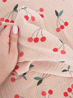 Detaliu textura muselina  Clafoutis Rose din bumbac