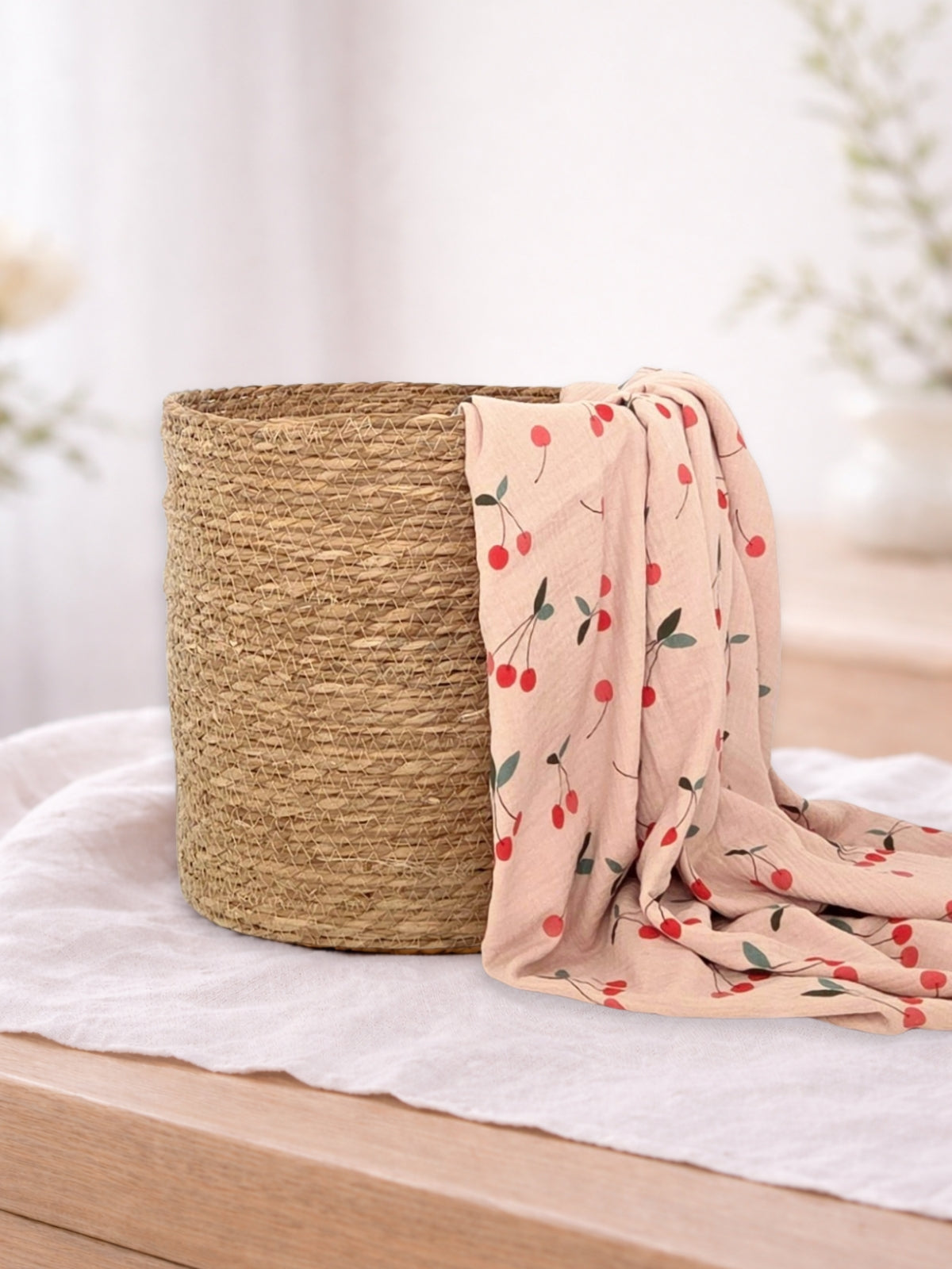 Muselina din bumbac 100% pentru bebelusi, model Clafoutis Rose