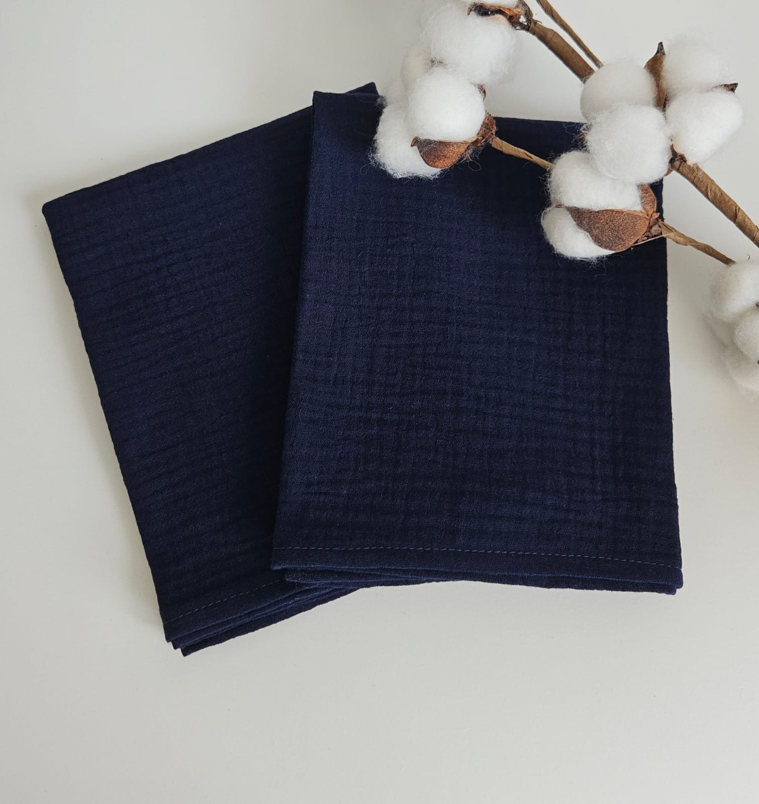 Muselina 40x60 Dark Blue, bumbac 100% Oeko-Tex, realizata de Misina's Store – ideala pentru bebelusi