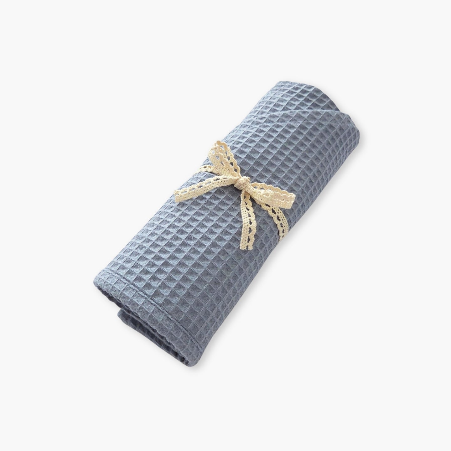 Detaliu textură waffle 100% bumbac Oeko-Tex, culoare baltique blue, prosopel bebeluși Misina's Store