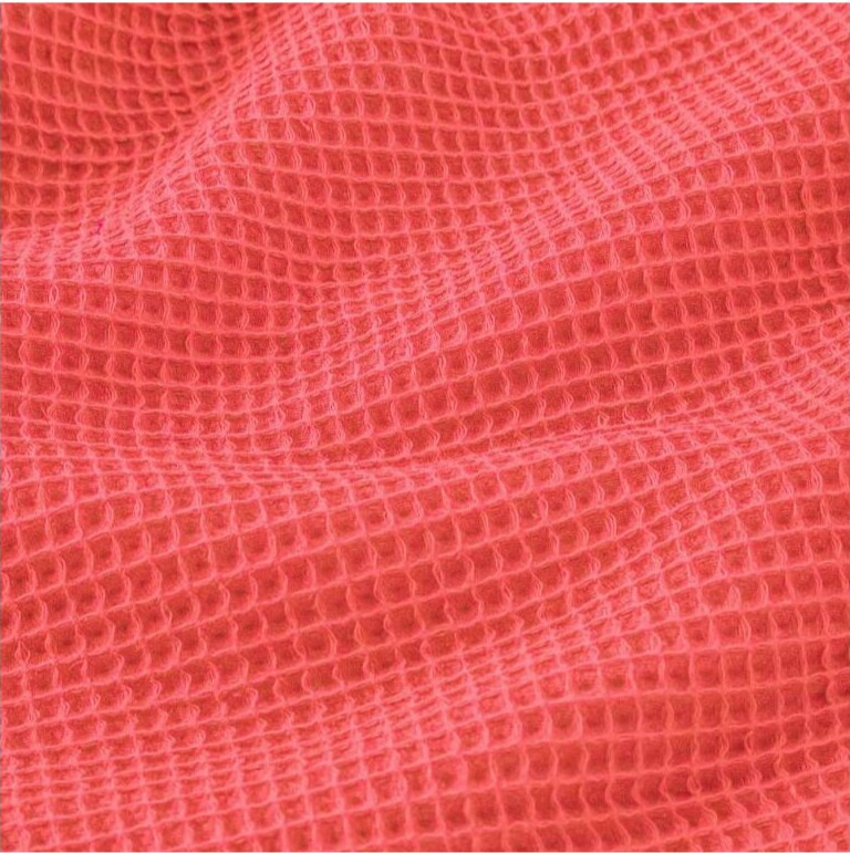 Detaliu textură waffle 100% bumbac Oeko-Tex, culoare Corail, prosopel bebeluși Misina's Store