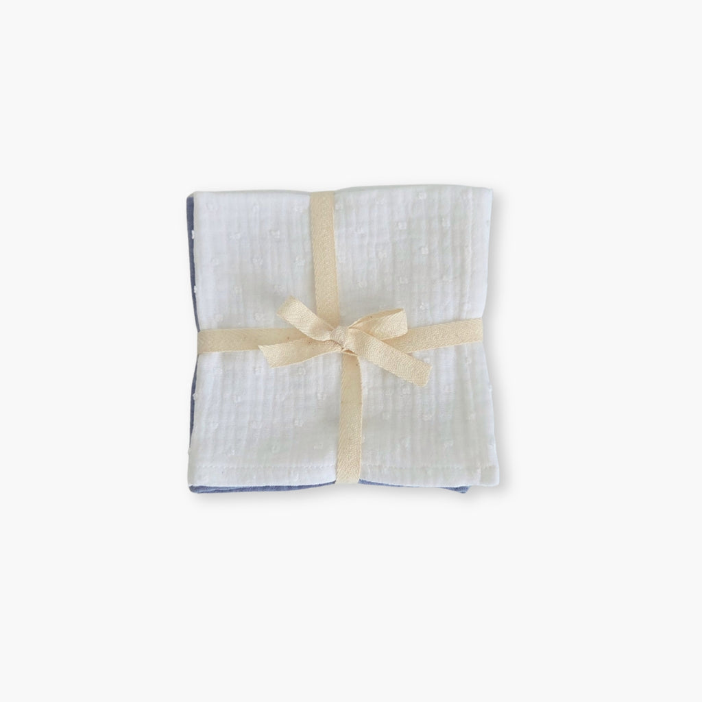 Vedere alternativa a setului de prosoape din muselina Dobby White si Blue