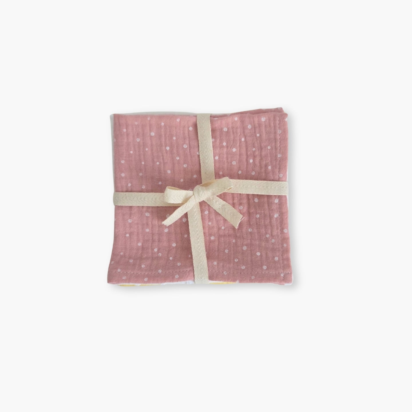 Vedere alternativa a setului de prosoape din muselina Little Dots Rose, Dobby White si Yellow
