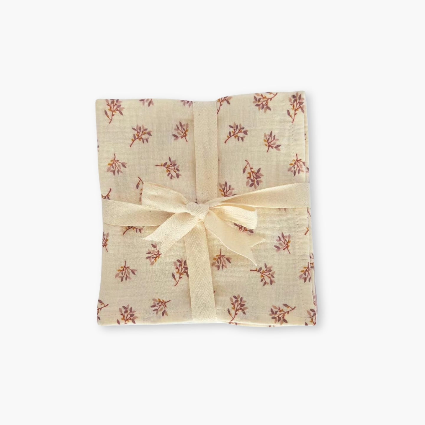 Set 3 prosoape muselina 35x35 pentru bebelusi ambalate cu panglica